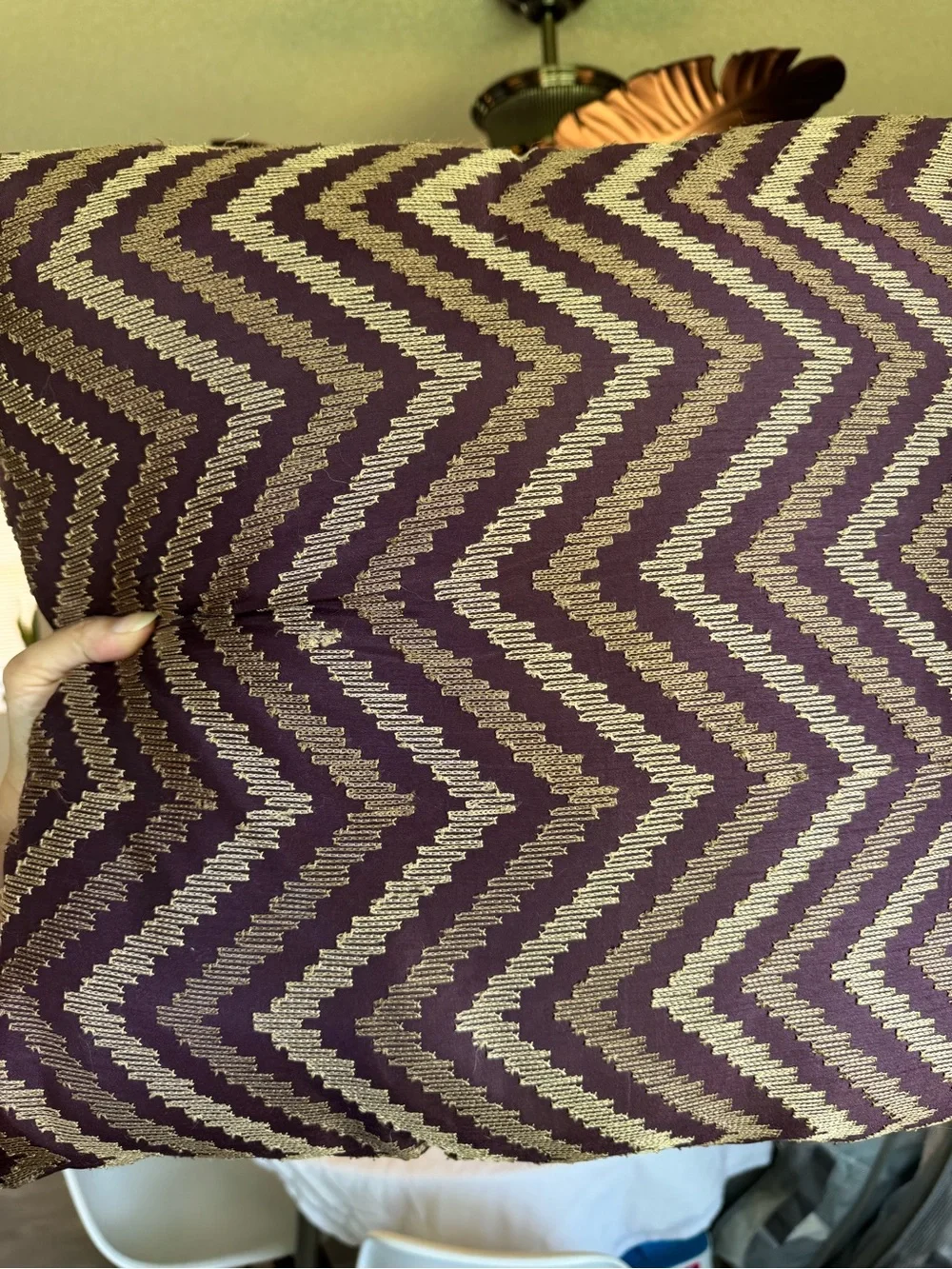 Elegant Chevron Decorative Pillow - Purple & Gold - set of 2